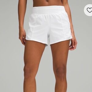 lululemon White Lined 4” Shorts Sports Hotty High Rise
